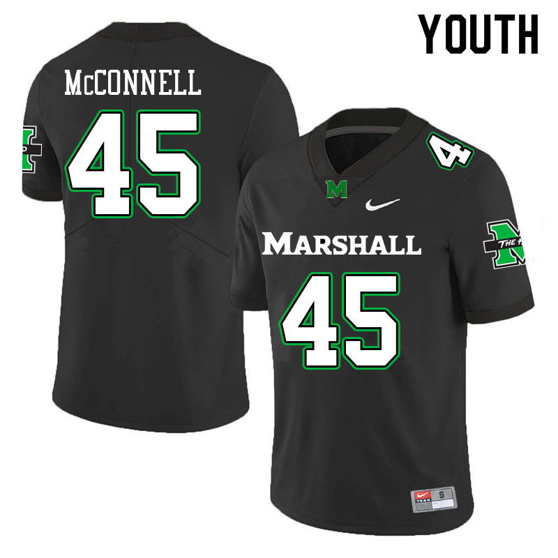 Youth #45 John McConnell Marshall Thundering Herd College Football Jerseys Sale-Black - Click Image to Close
